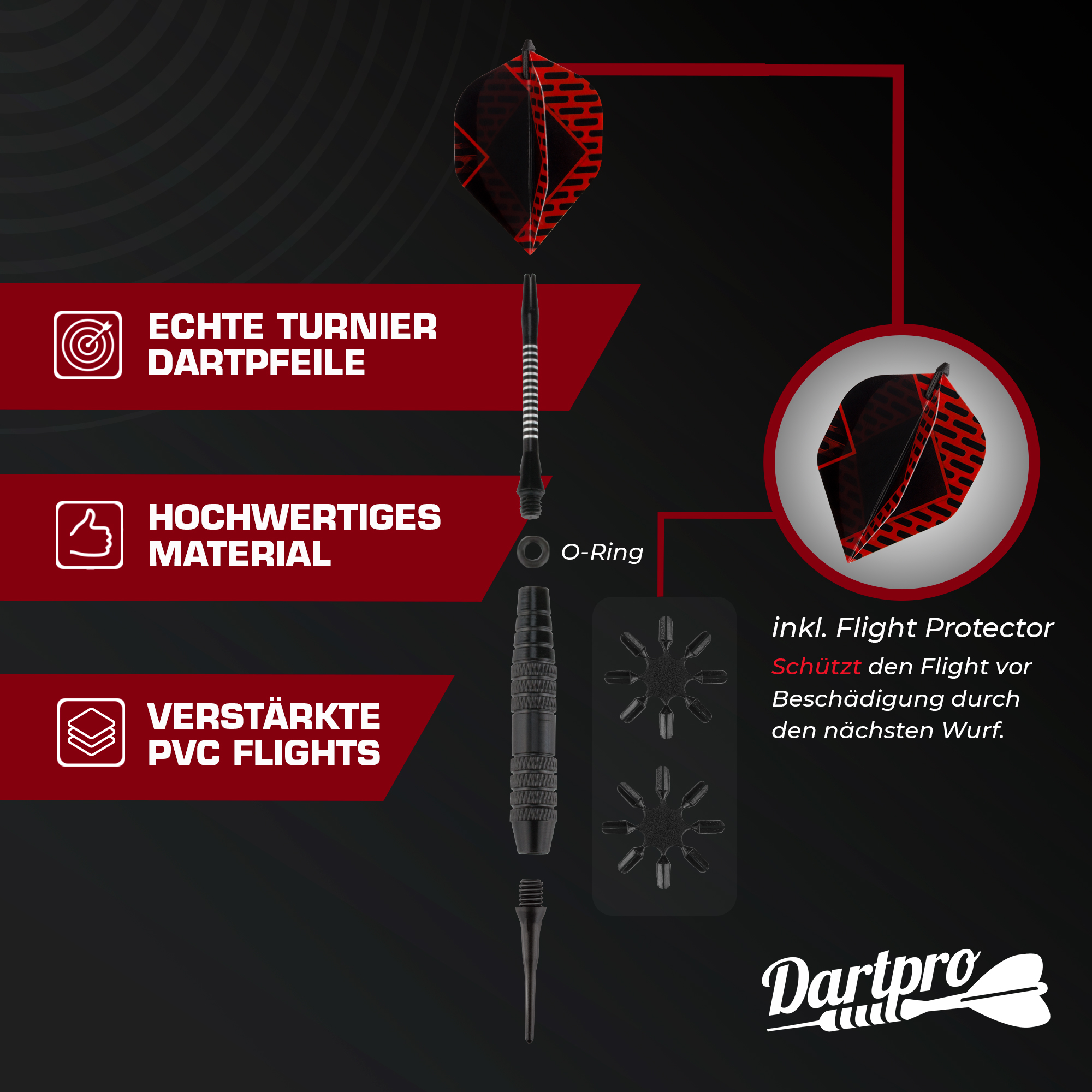 Shot Taker Co. Soft Darts Set - 12 Pfeile + 100 Spitzen + Zubehör